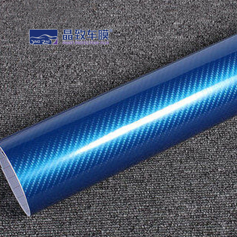 1.52x30M folia winylowa PET 3D włókno węglowe ciemnoniebieski kolor rozciągliwy